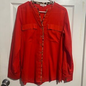 Calvin Klein Red Button-Down Blouse